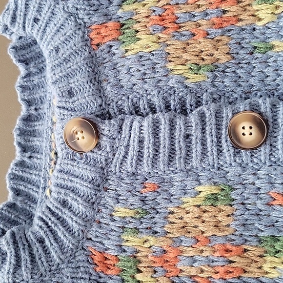 Bailey Rose Antique Floral Button Down Thick Knit Cardigan Sweater Shabby Chic S - Picture 7 of 11